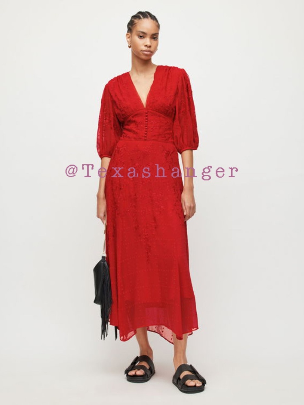 NWT AllSaints Aspen Embroidered Dress Size 6 Red
